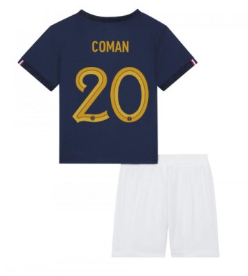 Maillot de foot France Kingsley Coman #20 Domicile enfant Monde 2022 Manches Courte (+ pantalon court)